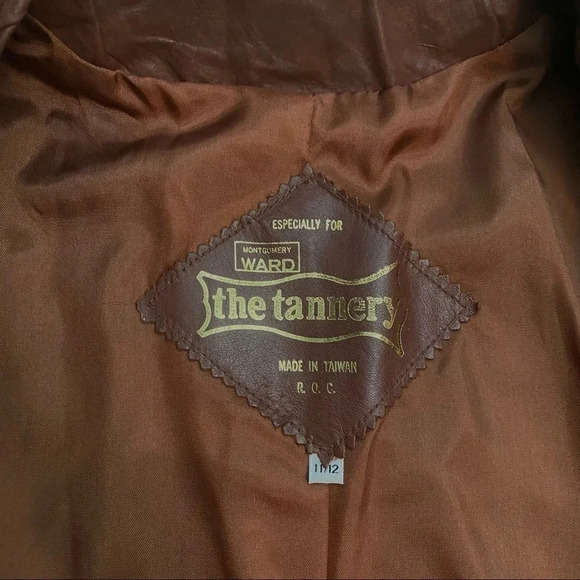 VINTAGE Montgomery Ward The Tannery Genuine Leather 70s Jacket - Picture 8 of 10